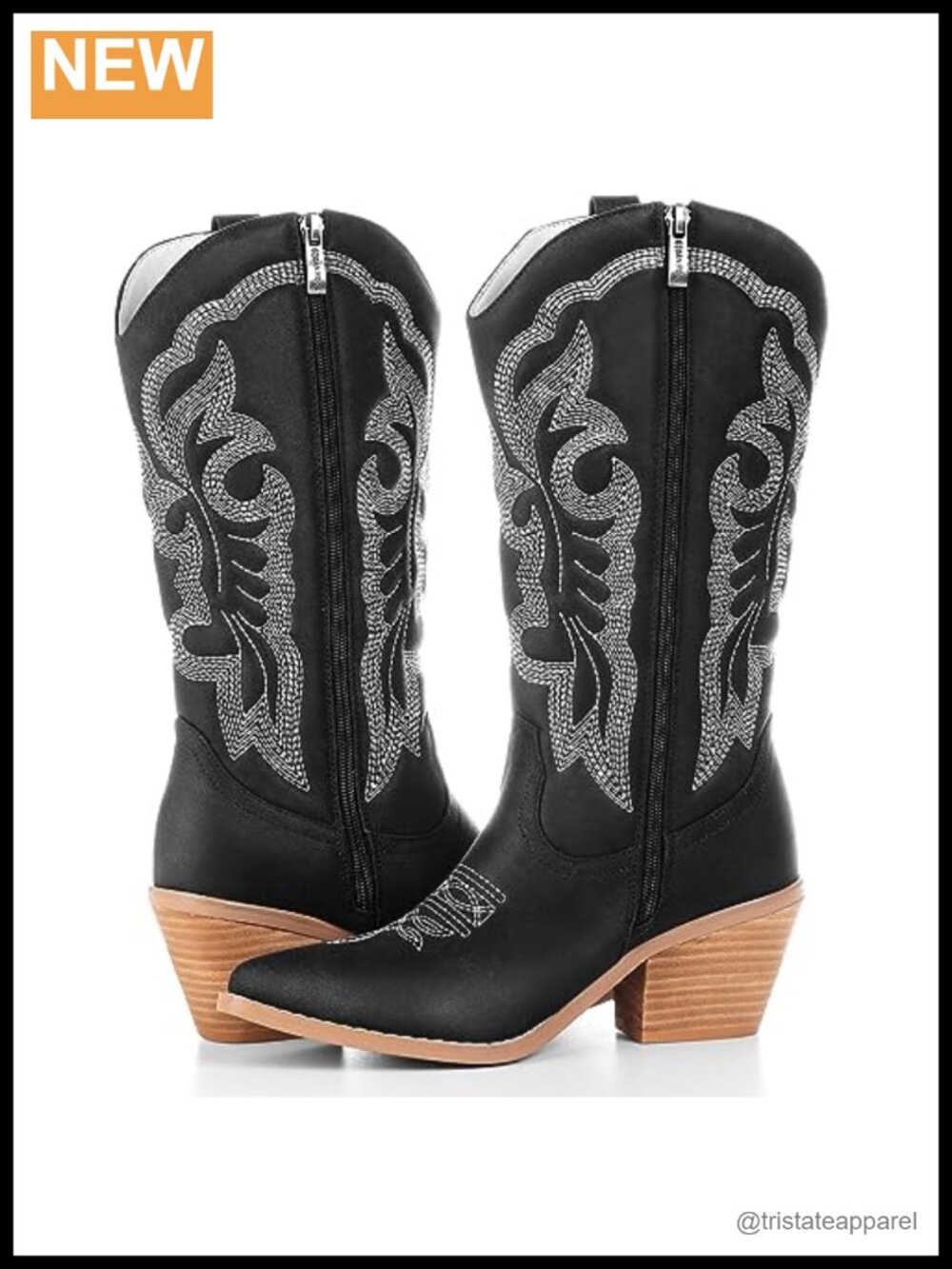 Embroidered Western Cowgirl Boots, Pointed Toe Chunky Heel
